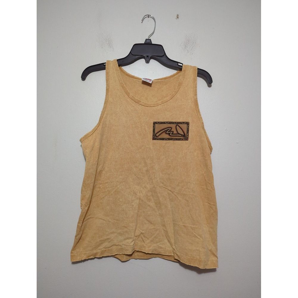 Vintage Anvil Maui Windsurf Company Tank Top Hawaii Tribal Graphic Orange Mens M